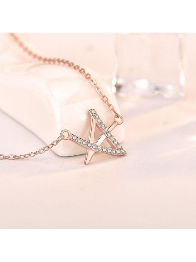 Sweet CZ Irregular Star New 925 Sterling Silver Necklace