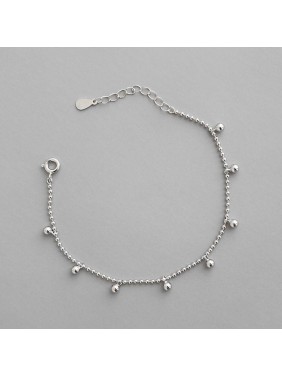 Casual Beads Ball Chain 925 Sterling Silver Bracelet
