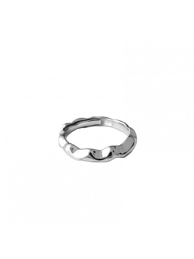 Simple New Irregular Wave 925 Sterling Silver Adjustable Ring