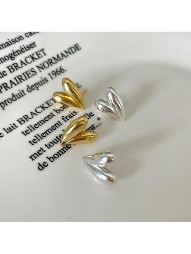 Promise Irregular Heart Love 925 Sterling Silver Stud Earrings