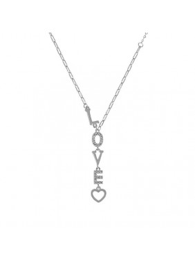 Honey Moon CZ LOVE Letters 925 Sterling Silver Necklace