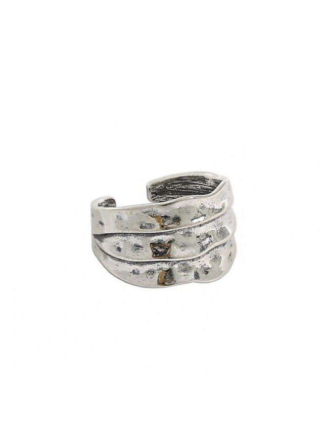 Classic Wide Irregular River 925 Sterling Silver Adjustable Ring