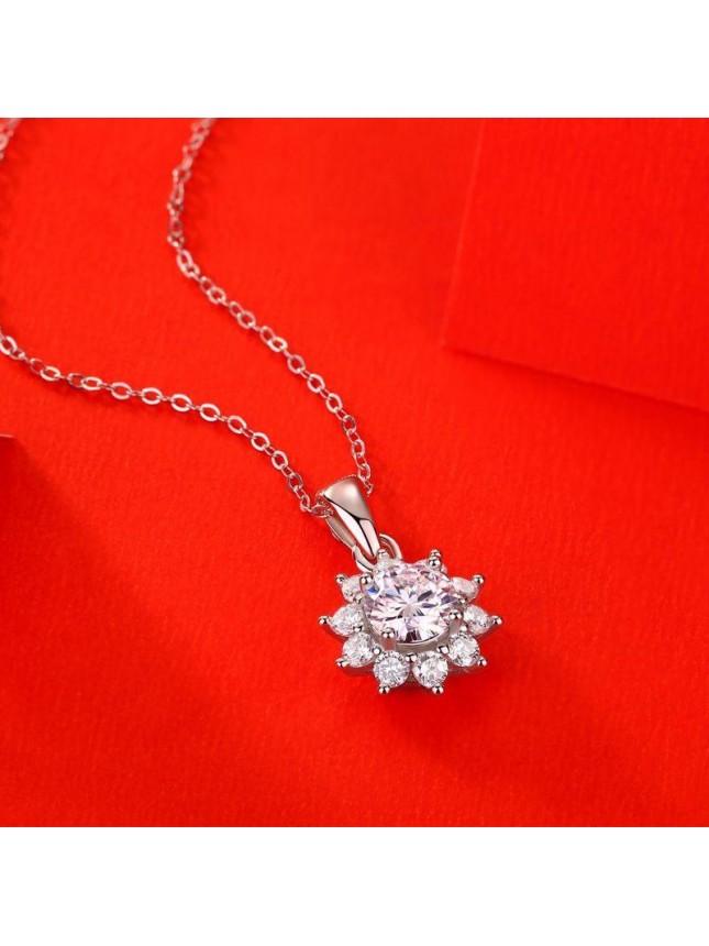 Sweet Moissanite CZ Snowflake New 925 Sterling Silver Necklace