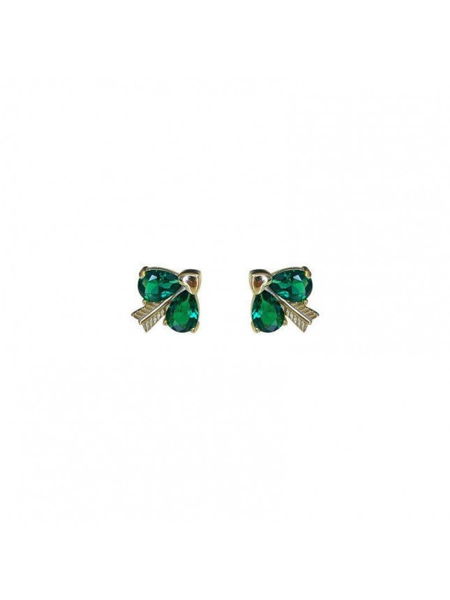 Classic Green CZ An Arrow Pierces the Heart 925 Sterling Silver Stud Earrings