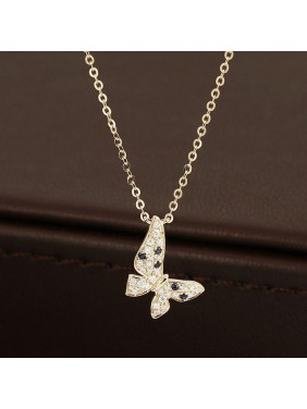 Women CZ Flying Butterfly 925 Sterling Silver Necklace