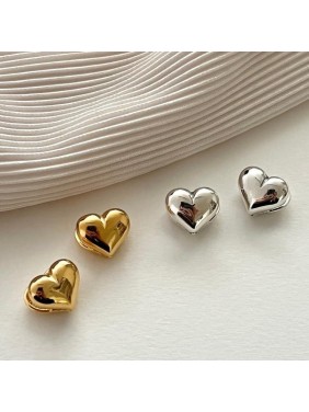 Wedding Heart Love Simple 925 Sterling Silver Hoop Earrings