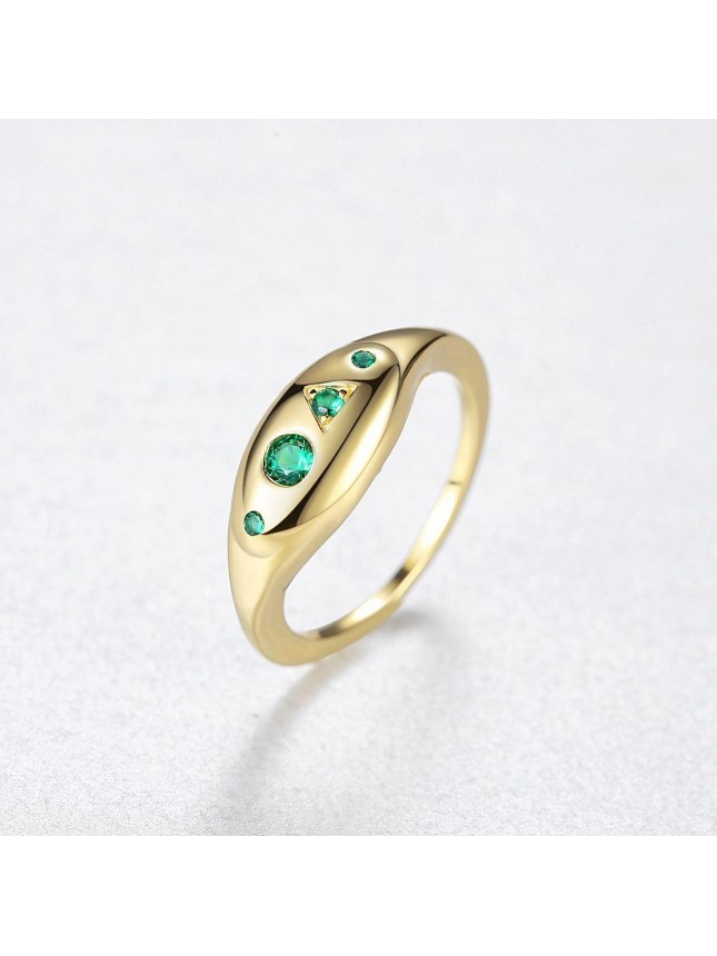 Elegant Green CZ 925 Sterling Silver Ring