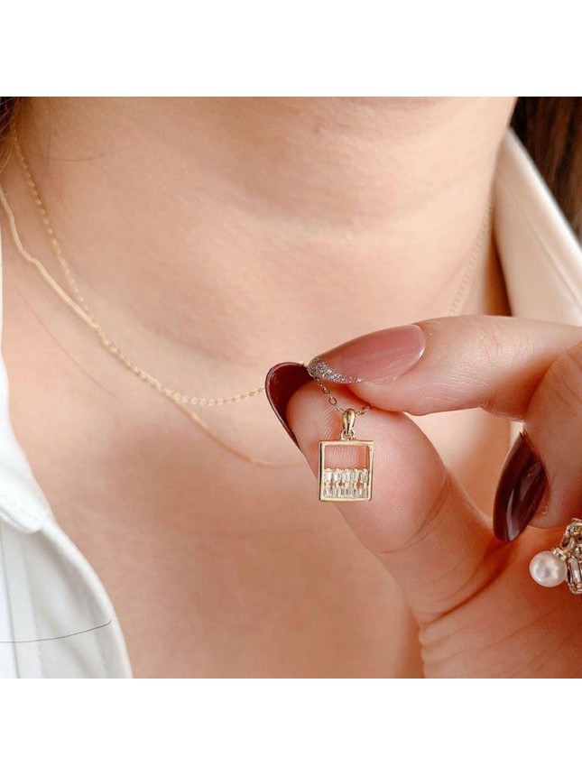 Anniversary CZ Square Perfume Bottle 925 Sterling Silver Necklace