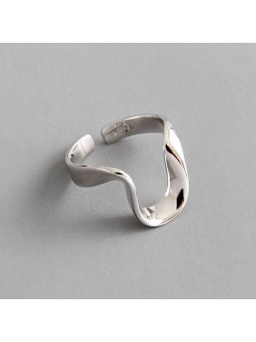 Simple Twisted U Shape 925 Sterling Silver Adjustable Ring