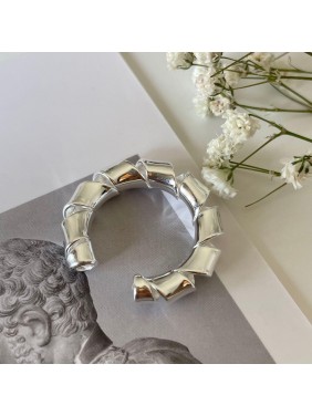 Fashion Rotating Tube Twisted 925 Sterling Silver Adjustable Ring