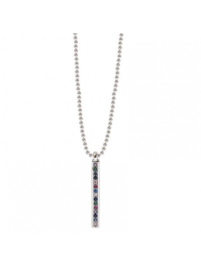Sweet Colorful Rainbow CZ Stick Beads Chain 925 Sterling Silver Necklace