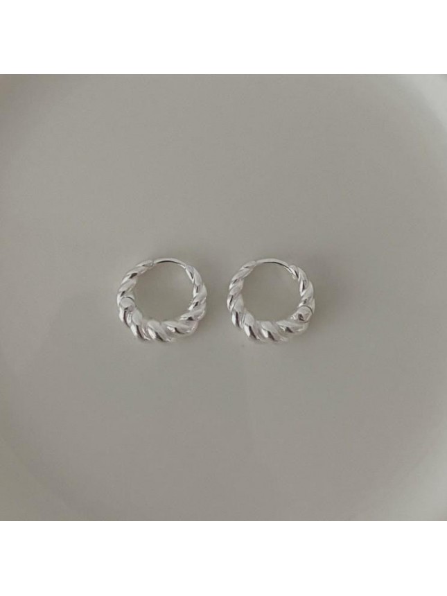 Geometry Helix Twisted 925 Sterling Silver Hoop Earrings