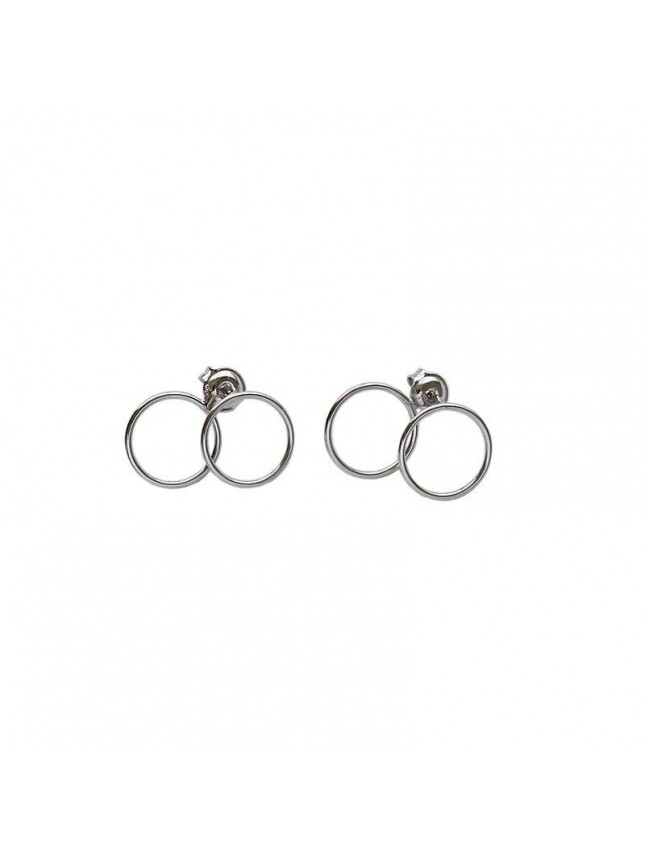 Geometry Simple Two Circles 925 Sterling Silver Stud Earrings
