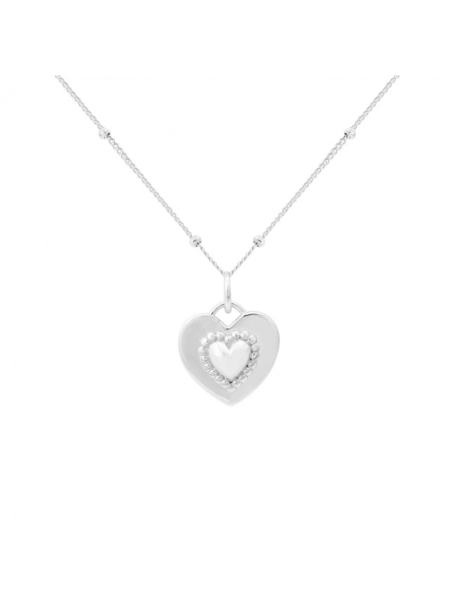 Dual Two Sides Wearing Styles Pink CZ Heart 925 Sterling Silver Necklace
