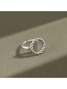 Vintage Twisted Circle 925 Sterling Silver Adjustable Ring