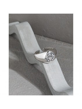 Vintage Cute Bear 925 Sterling Silver Adjustable Ring