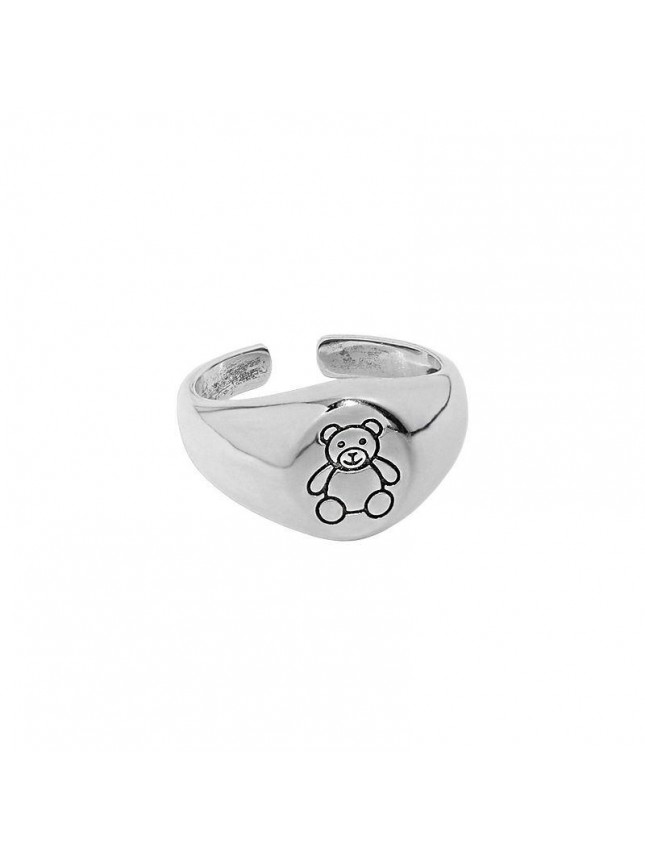 Vintage Cute Bear 925 Sterling Silver Adjustable Ring