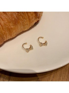 Honey Moon CZ Bow-knot 925 Sterling Silver Non-Pierced Earrings
