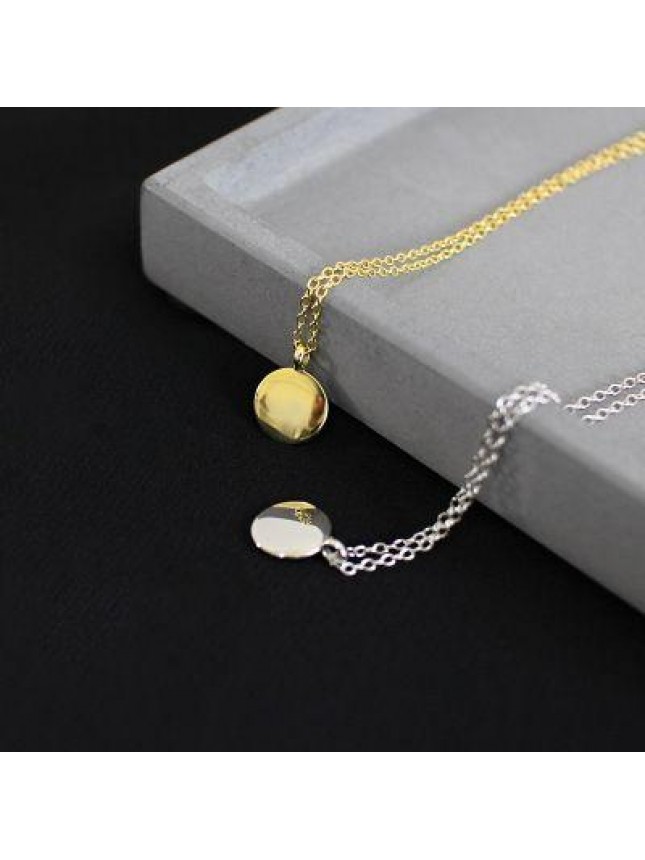 Minimalist Geometry Round Bean 925 Sterling Silver Necklace