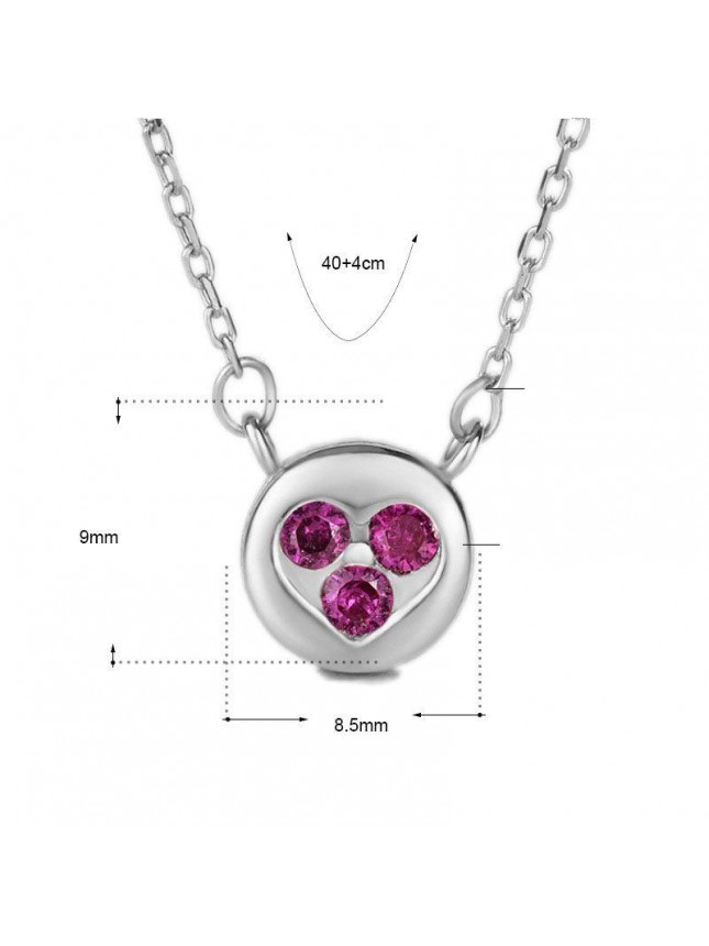 Hot Mini Pink CZ Heart 925 Sterling Silver Necklace