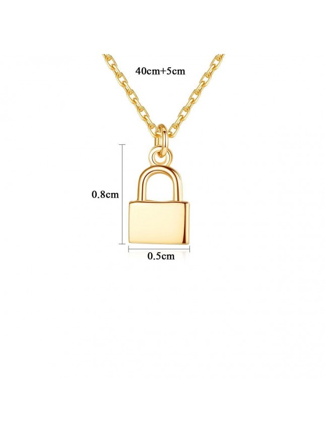 Gift Simple Golden Lock 925 Sterling Silver Necklace