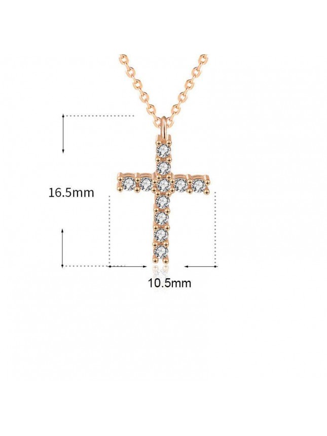 Classic Simple CZ Cross 925 Sterling Silver Necklace