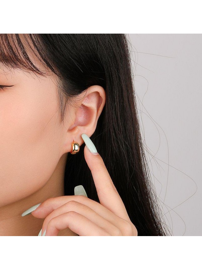 Office Geometry C Shape 925 Sterling Silver Stud Earrings