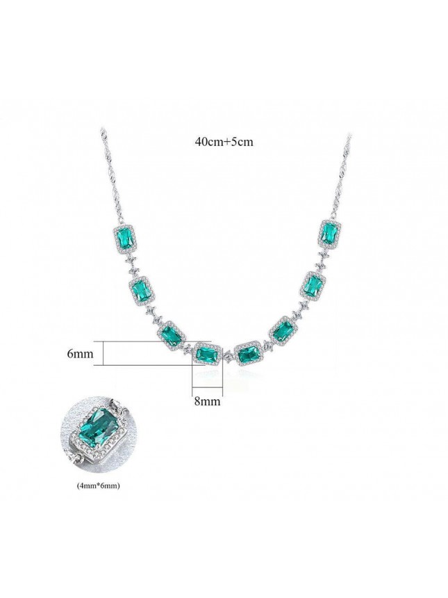 Geometry Natural Treated Crystal CZ 925 Sterling Silver Necklace
