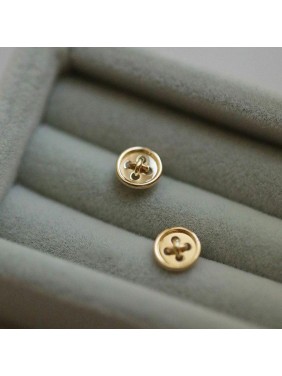 Simple Hollow Button Simple 925 Sterling Silver Stud Earrings