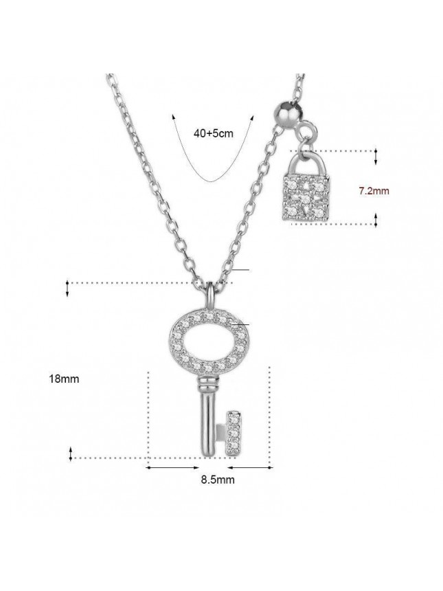 Modern CZ Lock Key 925 Sterling Silver Necklace