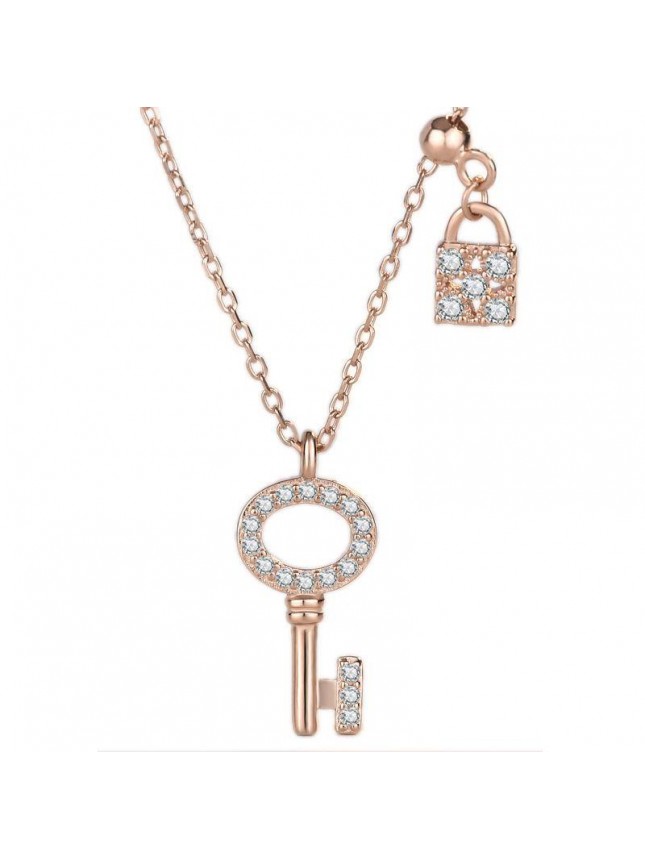 Modern CZ Lock Key 925 Sterling Silver Necklace