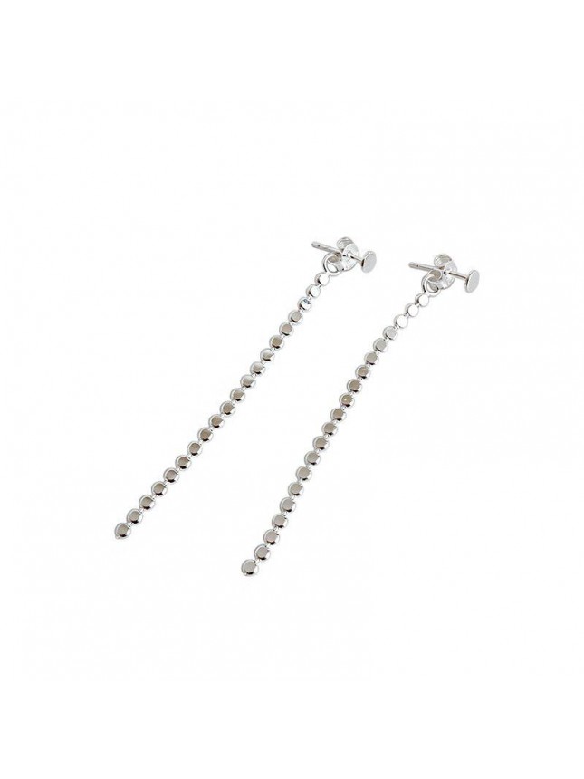 Elegant Flat Beads 925 Sterling Silver Dangling Earrings