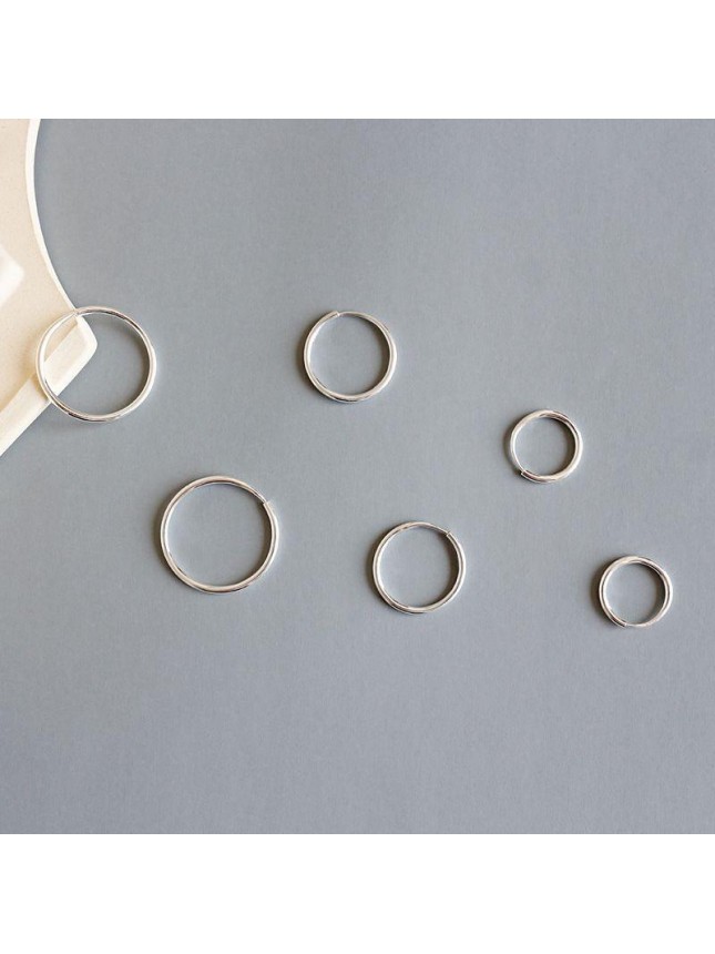 Minimalist Round Circles Simple 925 Sterling Silver Huggie Hoop Earrings