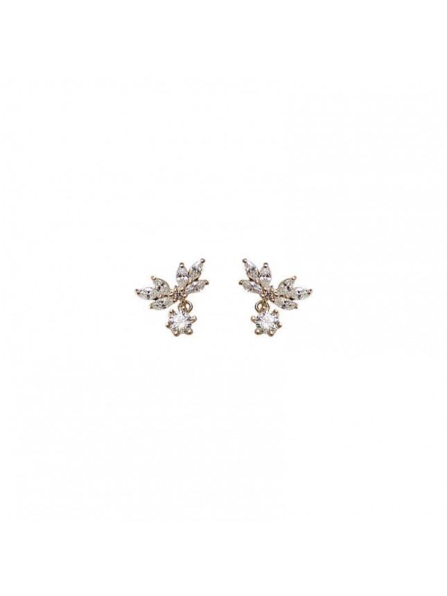 Beautiful CZ Flowers Wings 925 Sterling Silver Stud Earrings