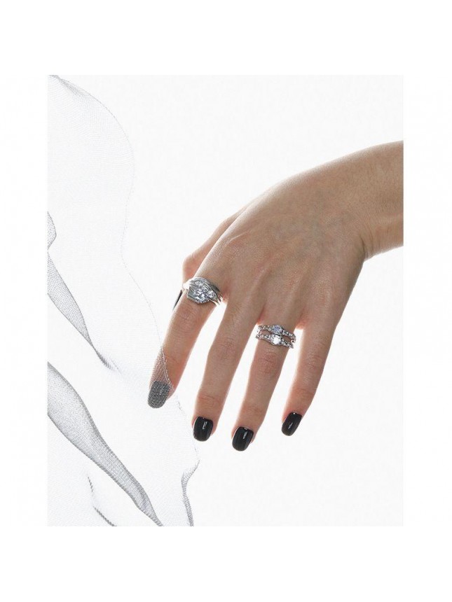 Fashion Irregular Round CZ 925 Sterling Silver Adjustable Ring