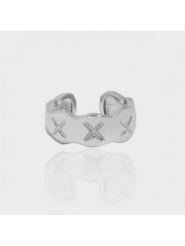 Fashion Letter X Pattern Wave 925 Sterling Silver Non-Pierced Earring(Single)