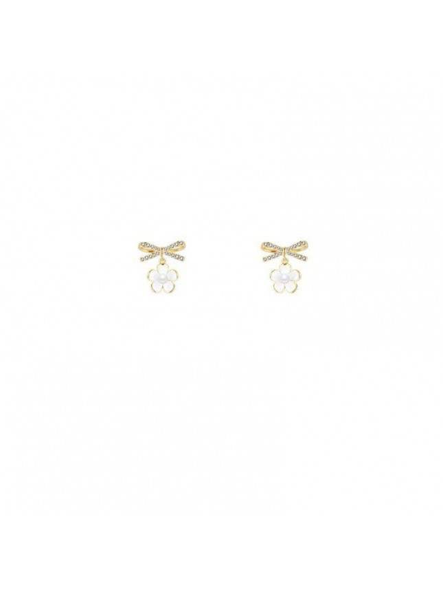 Girl CZ Bow-Knot White Flower 925 Sterling Silver Stud Earrings