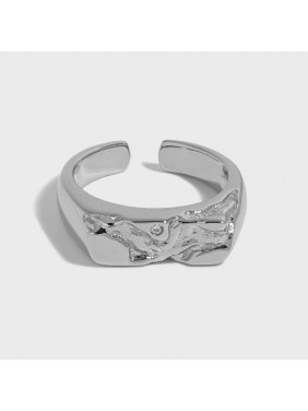 Irregular CZ River 925 Sterling Silver Adjustable Ring