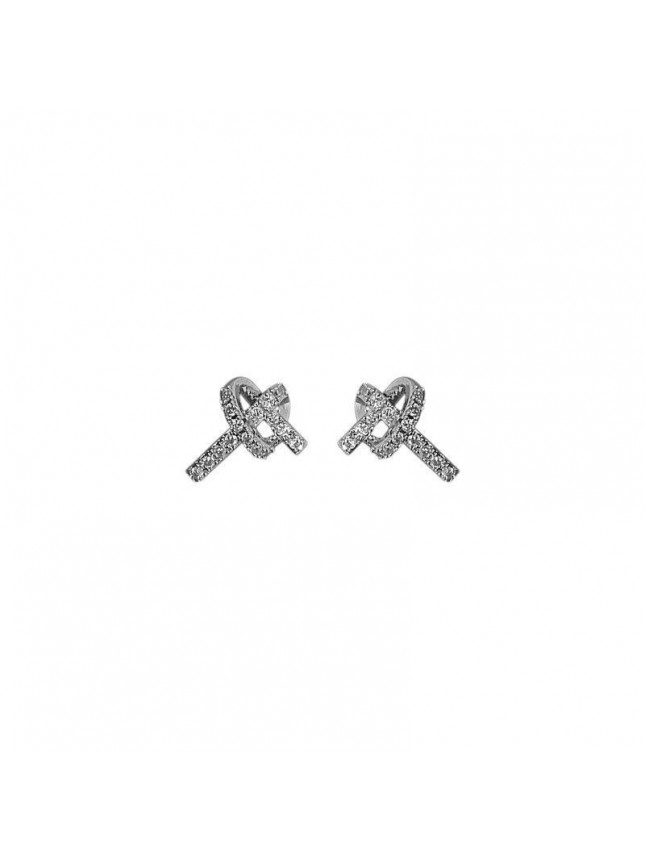 Fashion Micro Setting CZ Knot 925 Sterling Silver Stud Earrings