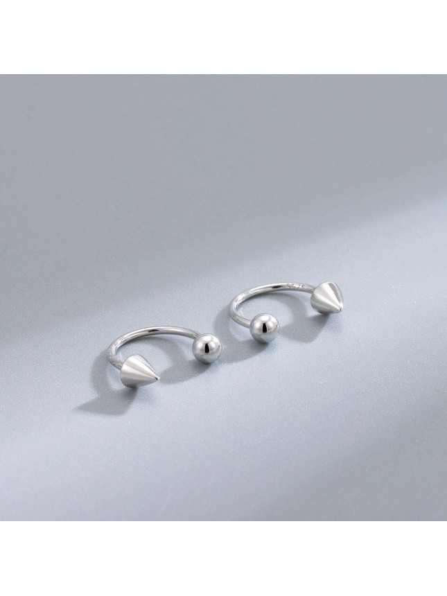 Double Piercing Hole Beads Cone 925 Sterling Silver Screw Stud Earrings