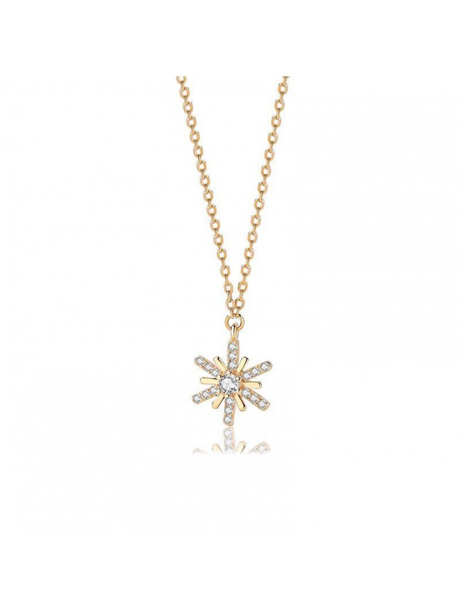 Women CZ Sun Flower 925 Sterling Silver Necklace