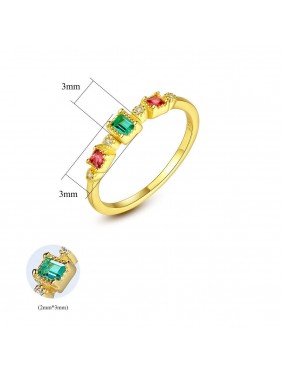 Elegant Colorful CZ Geometry 925 Sterling Silver Ring