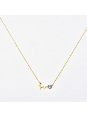 Women Blue CZ Heart Wave 925 Sterling Silver Necklace