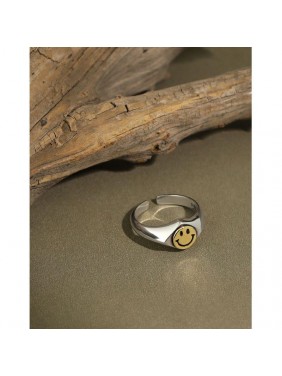 Party Smile Face 925 Sterling Silver Adjustable Ring