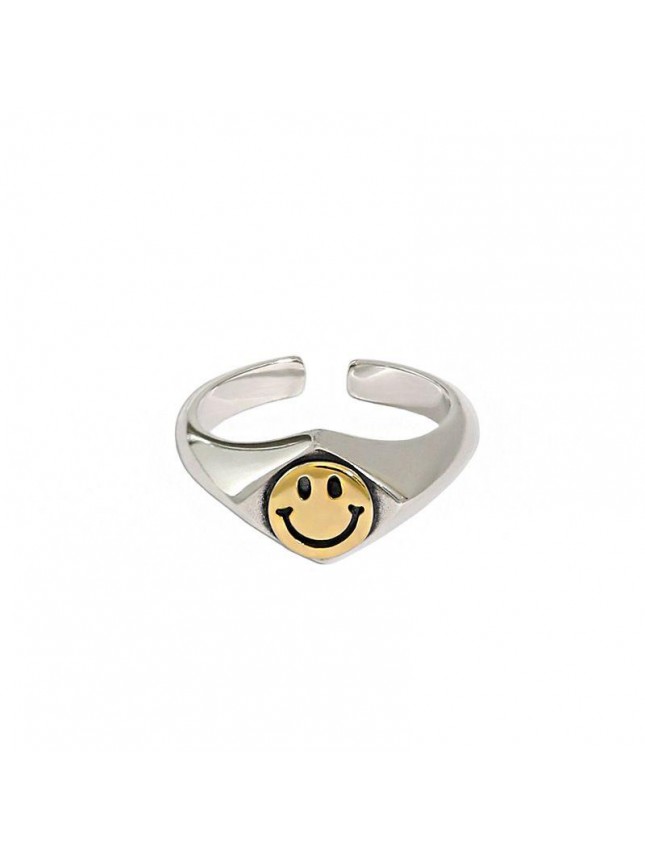 Party Smile Face 925 Sterling Silver Adjustable Ring