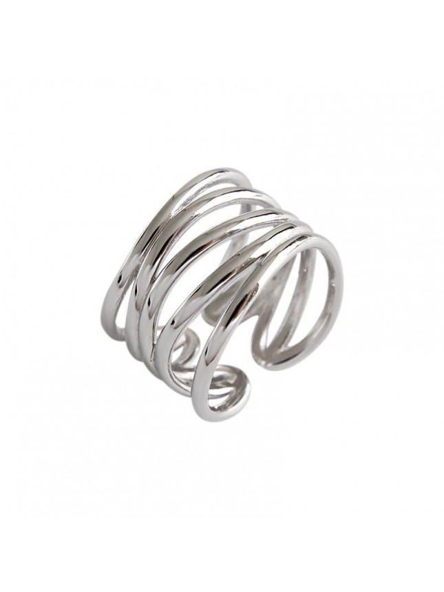 Men Multi Layers Cross Wide 925 Sterling Silver Adjustable Ring