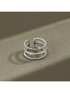 Vintage Triple Layer Twist 925 Sterling Silver Adjustable Ring