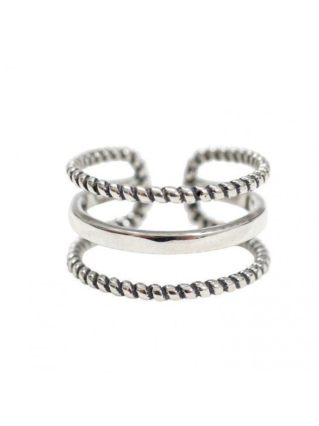 Vintage Triple Layer Twist 925 Sterling Silver Adjustable Ring