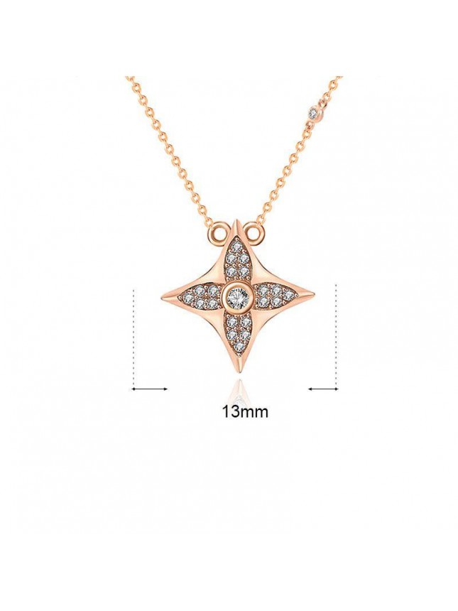 Casual CZ Quadrangular Star 925 Sterling Silver Necklace
