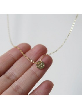Casual Good Luck Letters Round Pendant 925 Sterling Silver Necklace